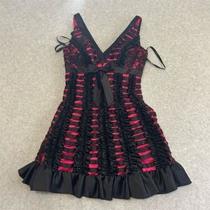 Jovani Dress Women's Red Lace Gothic Retro Knee Length Party Dress